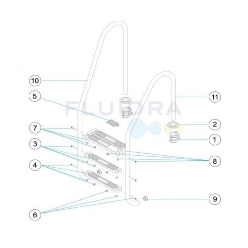 Peldaño seguridad doble AISI 316 AstralPool 4401010805 - despiece Peldaño seguridad doble AISI 316 AstralPool 4401010805 - despiece