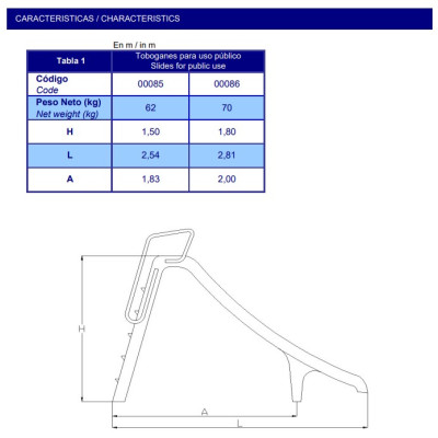 Tobogan piscina Pranaslide AstralPool - medidas Tobogan piscina Pranaslide AstralPool - medidas