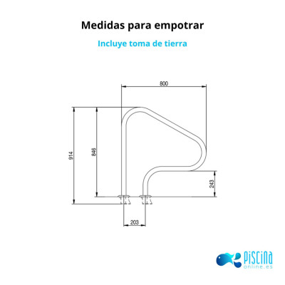 Barandilla piscina FX-04 AISI 316L Flexinox - medidas empotrar Barandilla piscina FX-04 AISI 316L Flexinox - medidas empotrar