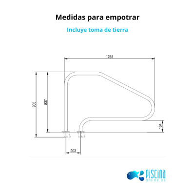 Barandilla piscina FX-01 AISI 316L Flexinox - medidas empotrar Barandilla piscina FX-01 AISI 316L Flexinox - medidas empotrar