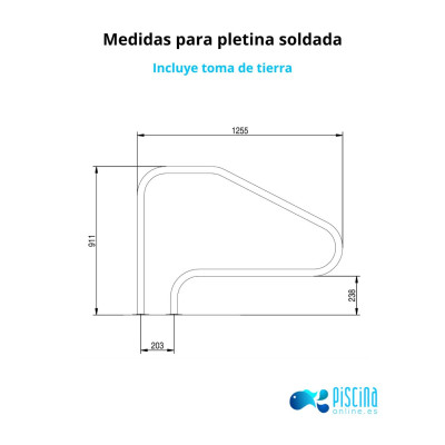 Barandilla piscina FX-01 AISI 316L Flexinox - medidas pletina soldada Barandilla piscina FX-01 AISI 316L Flexinox - medidas pletina soldada