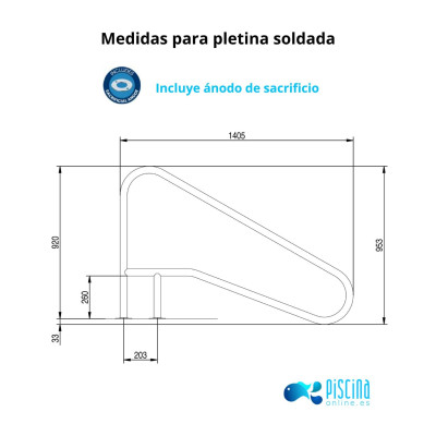 Barandilla piscina grande FX-02 AISI 316L Flexinox - medidas pletina soldada Barandilla piscina grande FX-02 AISI 316L Flexinox - medidas pletina soldada
