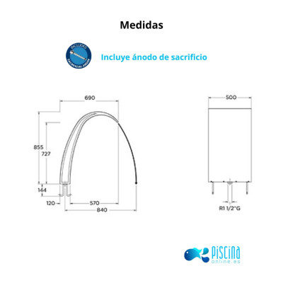 Cascada Iguazú AISI 316L Flexinox - medidas Cascada Iguazú AISI 316L Flexinox - medidas