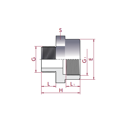 Reducción roscada macho x hembra PVC Cepex - medidas Reducción roscada macho x hembra PVC Cepex - medidas