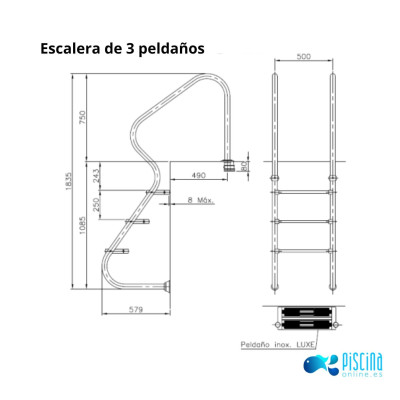 Escalera de 3 peldaños medidas Escalera de 3 peldaños medidas