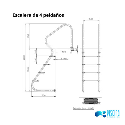 Escalera de 4 peldaños medidas Escalera de 4 peldaños medidas