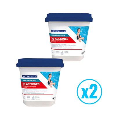 Cloro Multiacción 10 Plus 5 Kg en tabletas 250 g - pack 2 potes Cloro Multiacción 10 Plus 5 Kg en tabletas 250 g - pack 2 potes